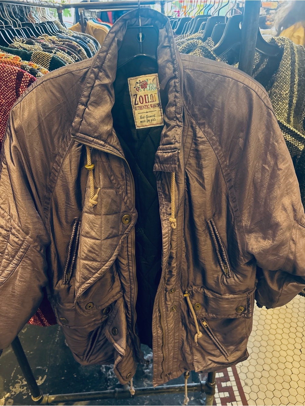 🔥 Vintage Zona Metallic Bomber / Utility Jacket 🔥 Rare oversized 80s/90s